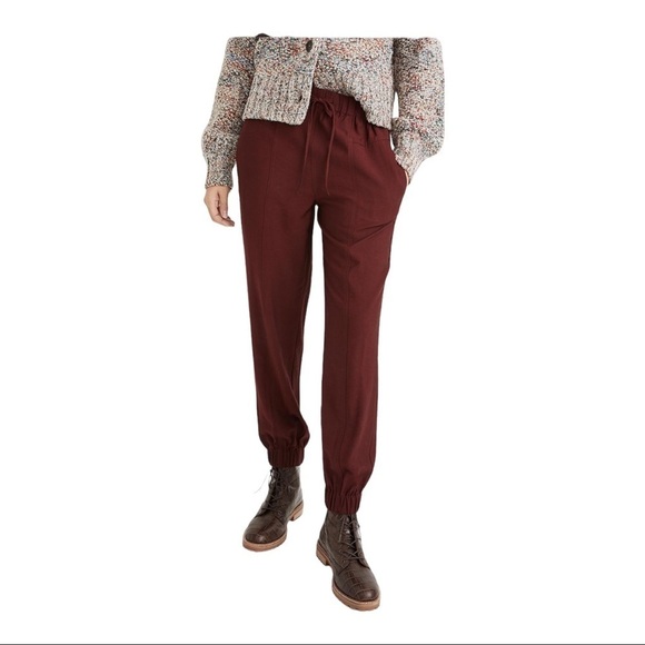 MADEWELL Burgundy Drapey Seamed Track Trousers - Picture 1 of 7
